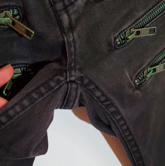 Maje Funky Black Low Rise Skinny Jeans with Zipper Accent Size 24 ~ Punk Rock - Picture 12 of 16